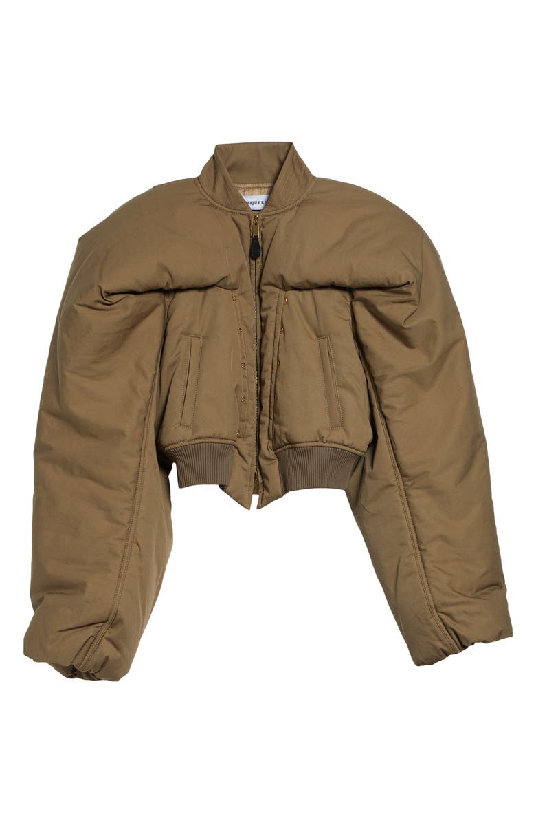 McQueen Crop Bomber Jacket, Main, color, Khaki