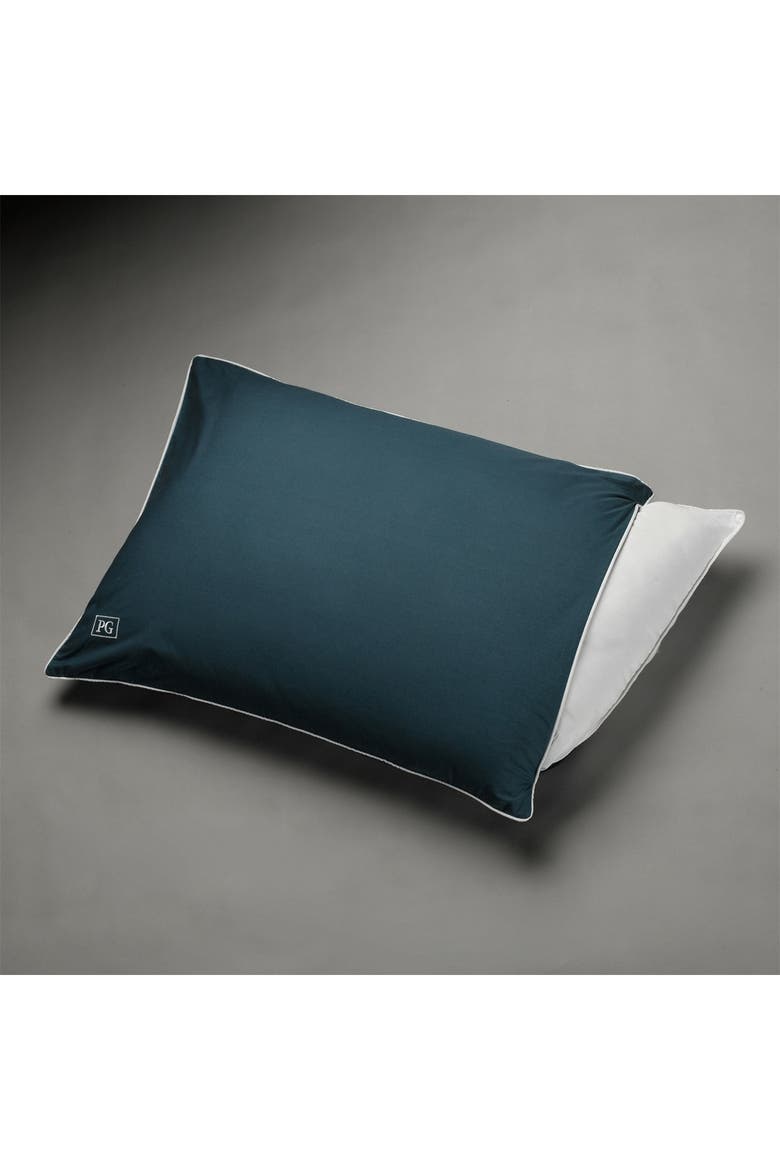 Set of 2 Soft Density Down Alternative Pillows, Alternate, color, NAVY/TEAL WITH WHITE CORD