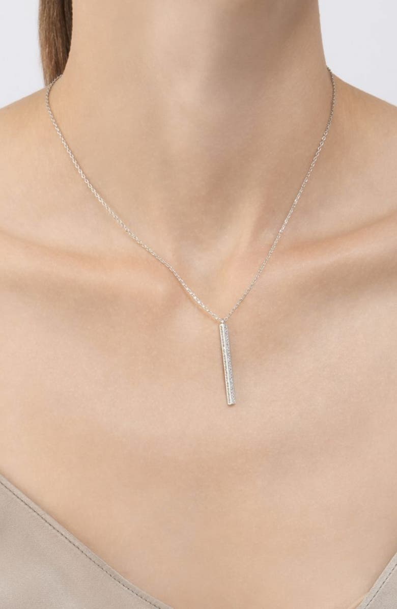 Adornia Cubic Zirconia Bar Pendant Necklace, Bracelet & Stud Earrings Set, Alternate, color, Silver