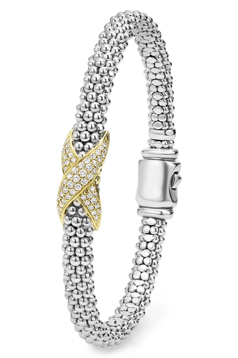 Embrace Pavé Diamond Center X Bracelet, Alternate, color, SILVER