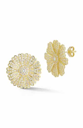 Cubic Zirconia Flower Stud Earrings