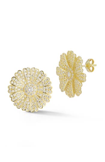 Sphera Milano Cubic Zirconia Flower Stud Earrings In Gold