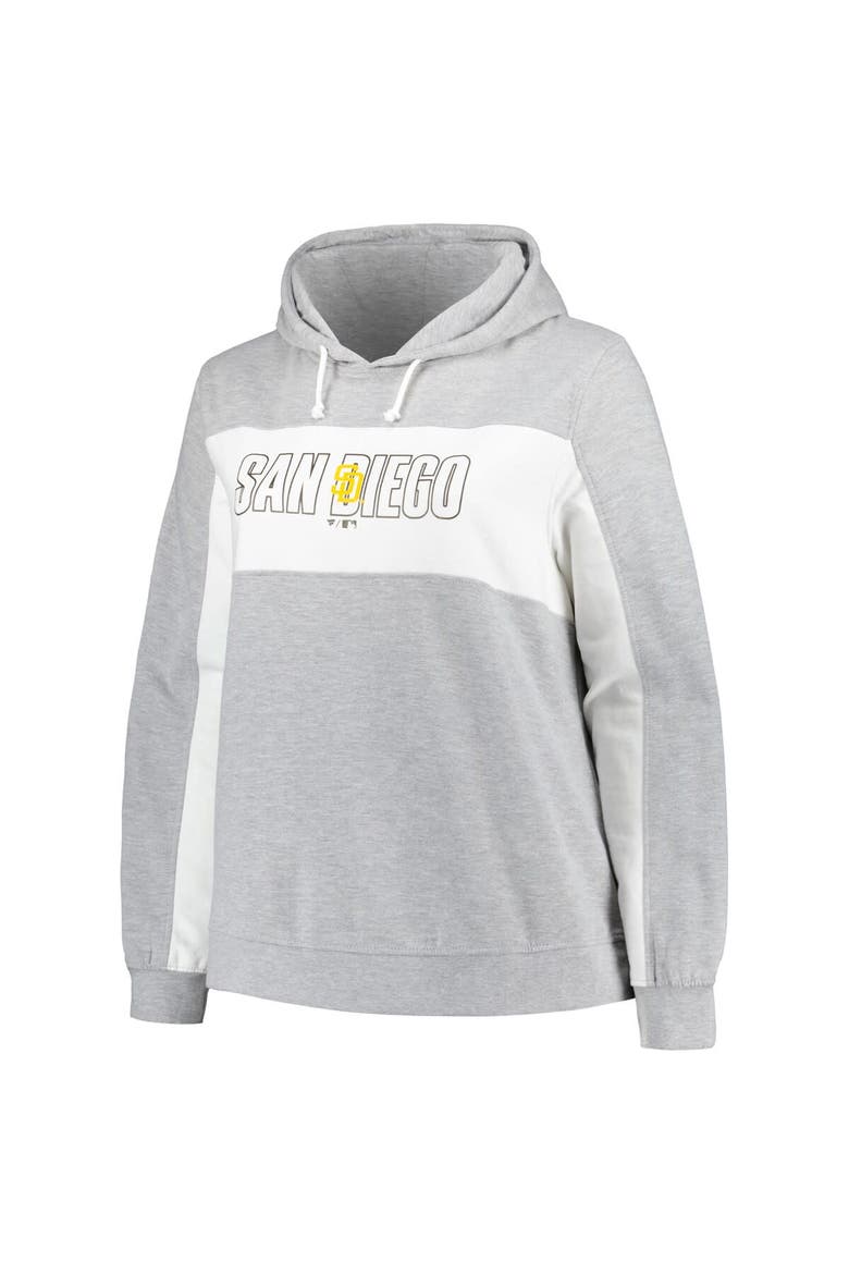 Women's Profile Heather Gray San Diego Padres Plus Size Pullover Hoodie, Alternate, color, Heather Gray