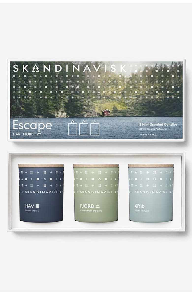 SKANDINAVISK ESCAPE Mini Candle Giftset 65g x 3, Main, color, Blue