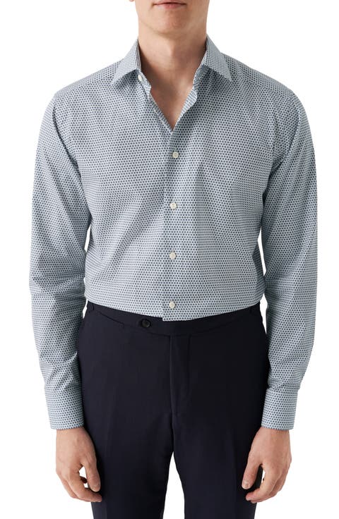 Contemporary Fit Microfloral Cotton Dress Shirt (Regular & Big)