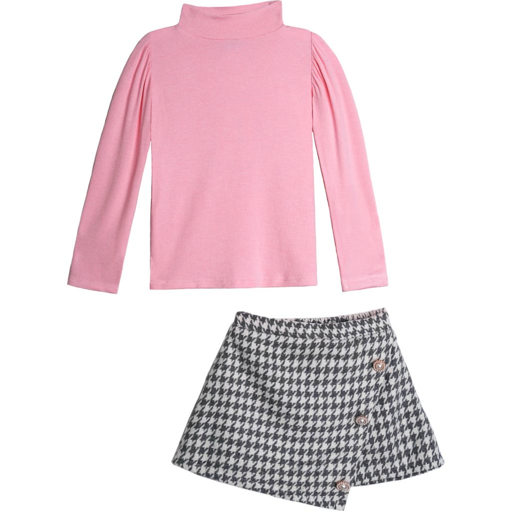 Mia Belle Girls Kids' Ready Turtleneck Top And Skort Set In Gray