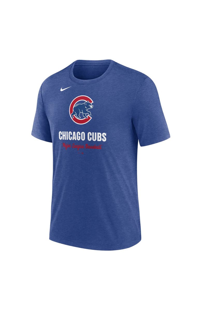 Nike Men's Nike Heather Royal Chicago Cubs Logo Tri-Blend T-Shirt, Alternate, color, Heather Royal