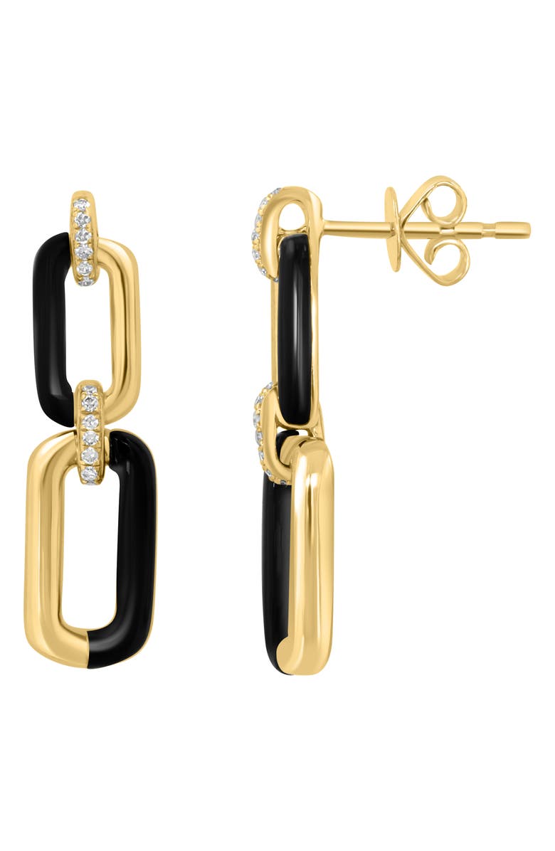 EFFY Onyx & Diamond Oval Link Drop Earrings, Alternate, color, Black