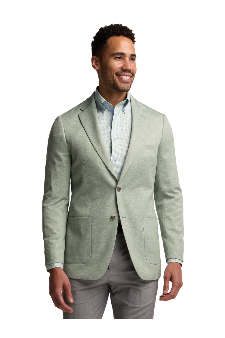 Cotton Blend Single Breasted Notch Lapel Knit Sport Coat, Alternate, color, Light Green