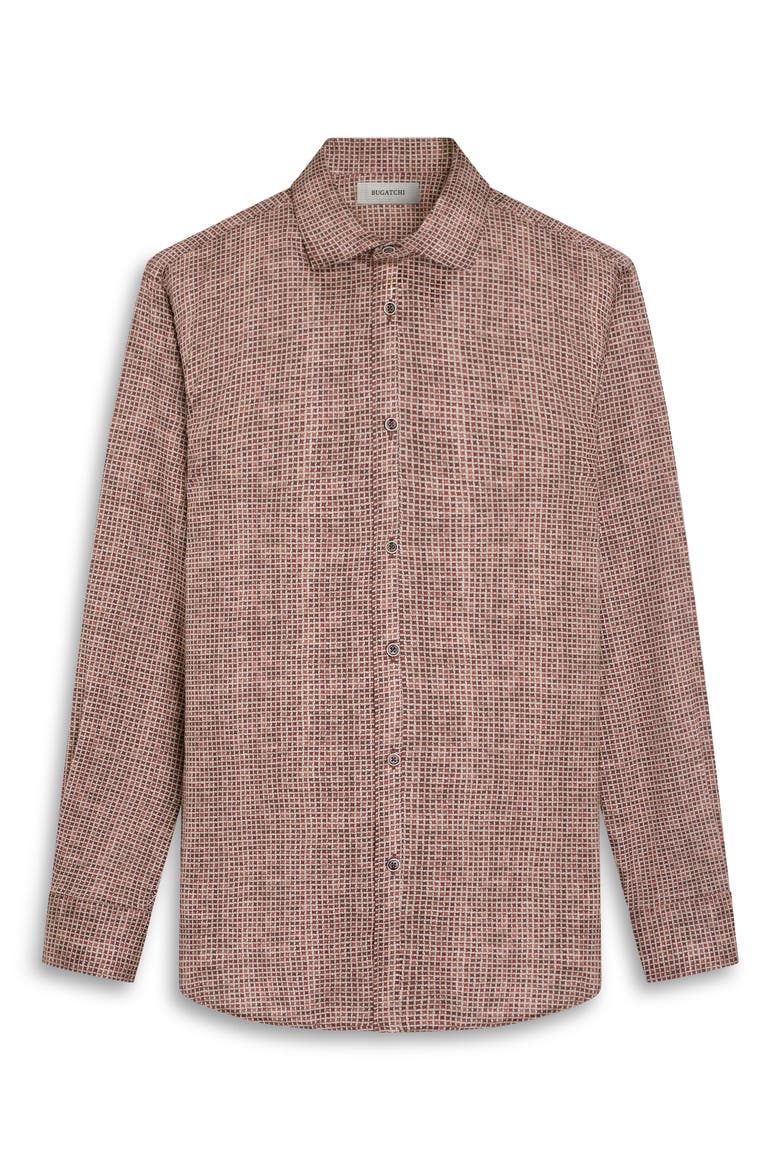 Alvin Shaped Geometric Cotton Blend Shirt, Alternate, color, SIENNA