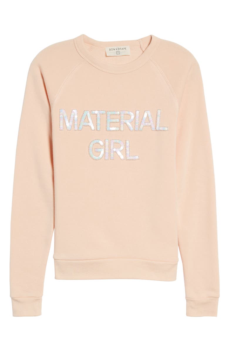 Bow & Drape Material Girl Sweatshirt, Alternate, color, 