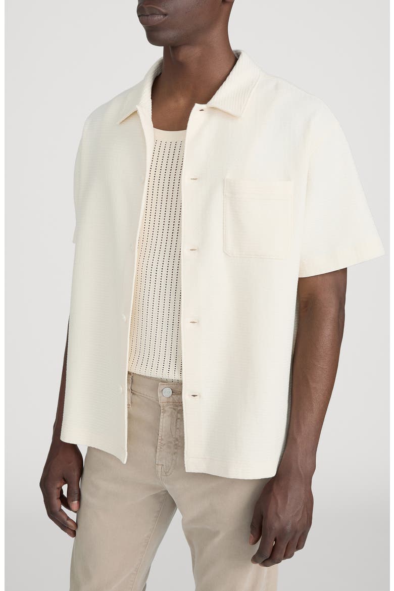 Jacquard Short Sleeve Button-Up Shirt, Alternate, color, CREAM
