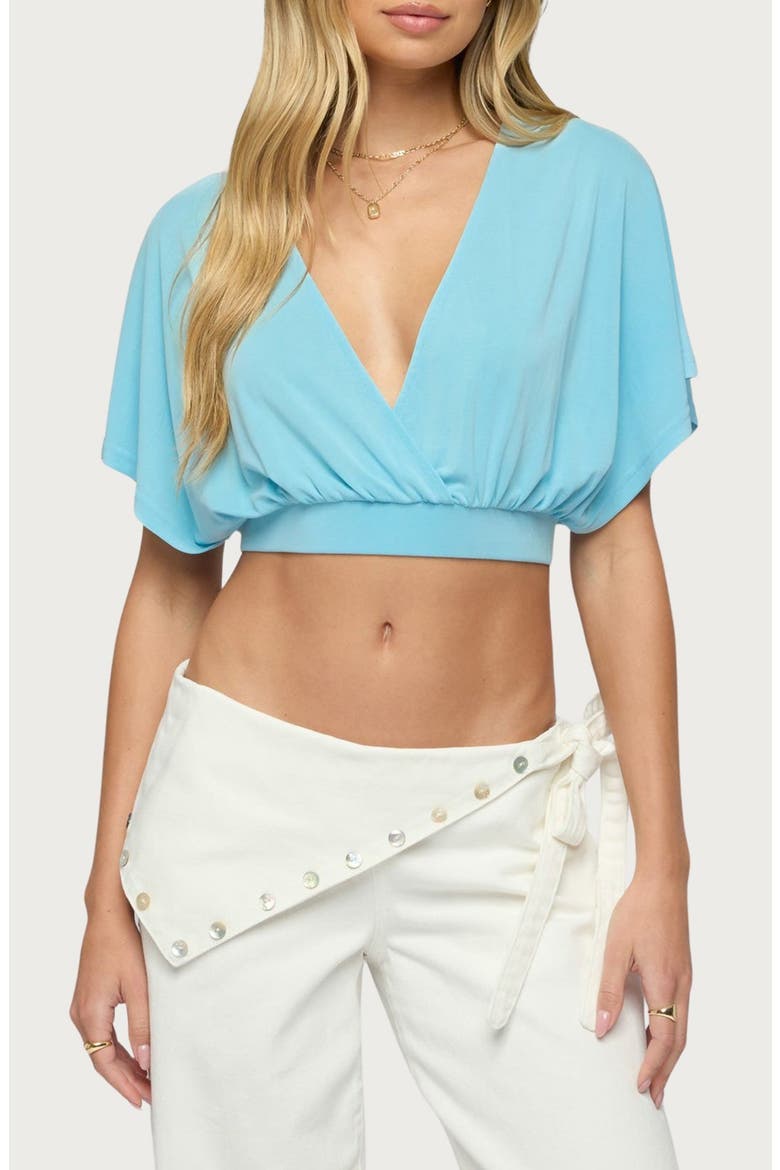Candela V-Neck Crop Top, Main, color, LIGHT-BLUE