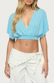 EDIKTED Candela V-Neck Crop Top