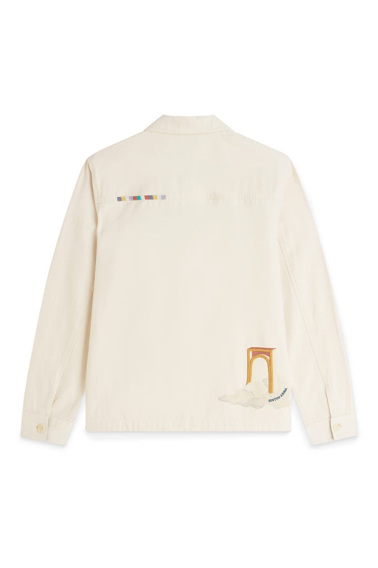 Printed Cotton Twill Overshirt, Alternate, color, EGGNOG