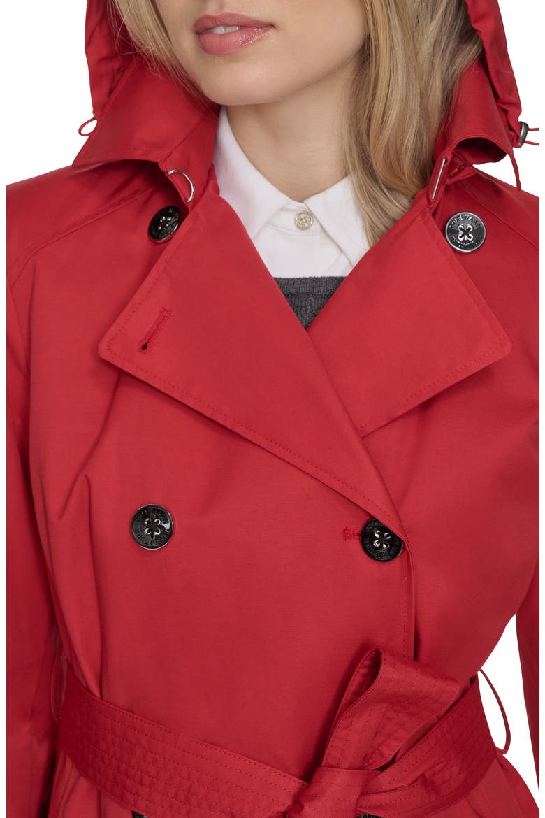 Water Resistant Trench Coat with Removable Hood, Alternate, color, RED