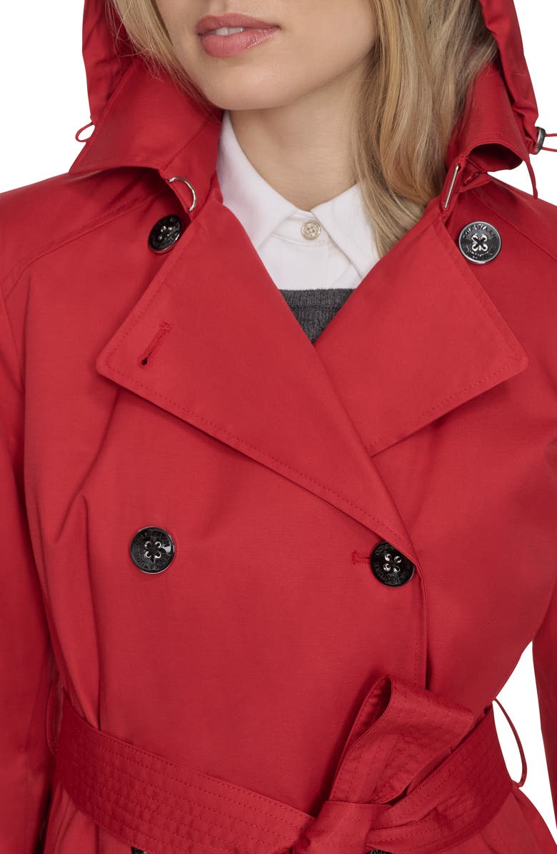 Cole Haan Signature Water Resistant Trench Coat with Removable Hood, Alternate, color, Red