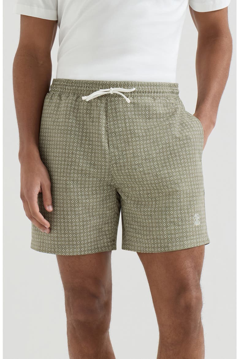 Flower print nylon swim shorts, Alternate, color, Sage