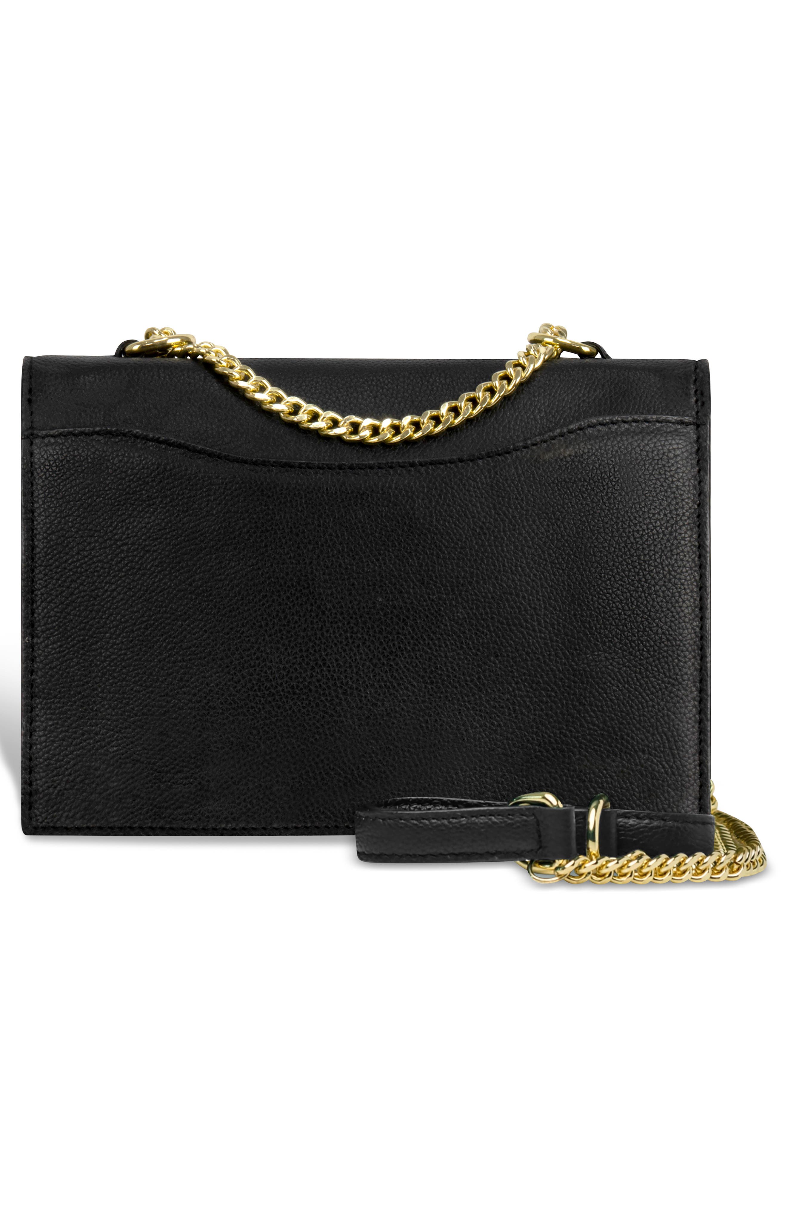 Leather Shoulder Bag, Alternate, color, BLACK