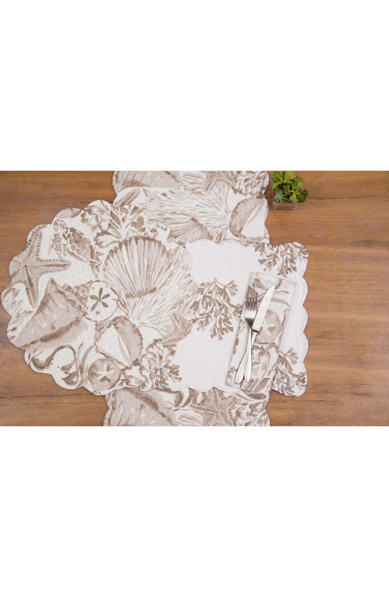 C&F Home Barley Coast Shells Reversible Quilt Table Runner 14" x 51", Alternate, color, Brown