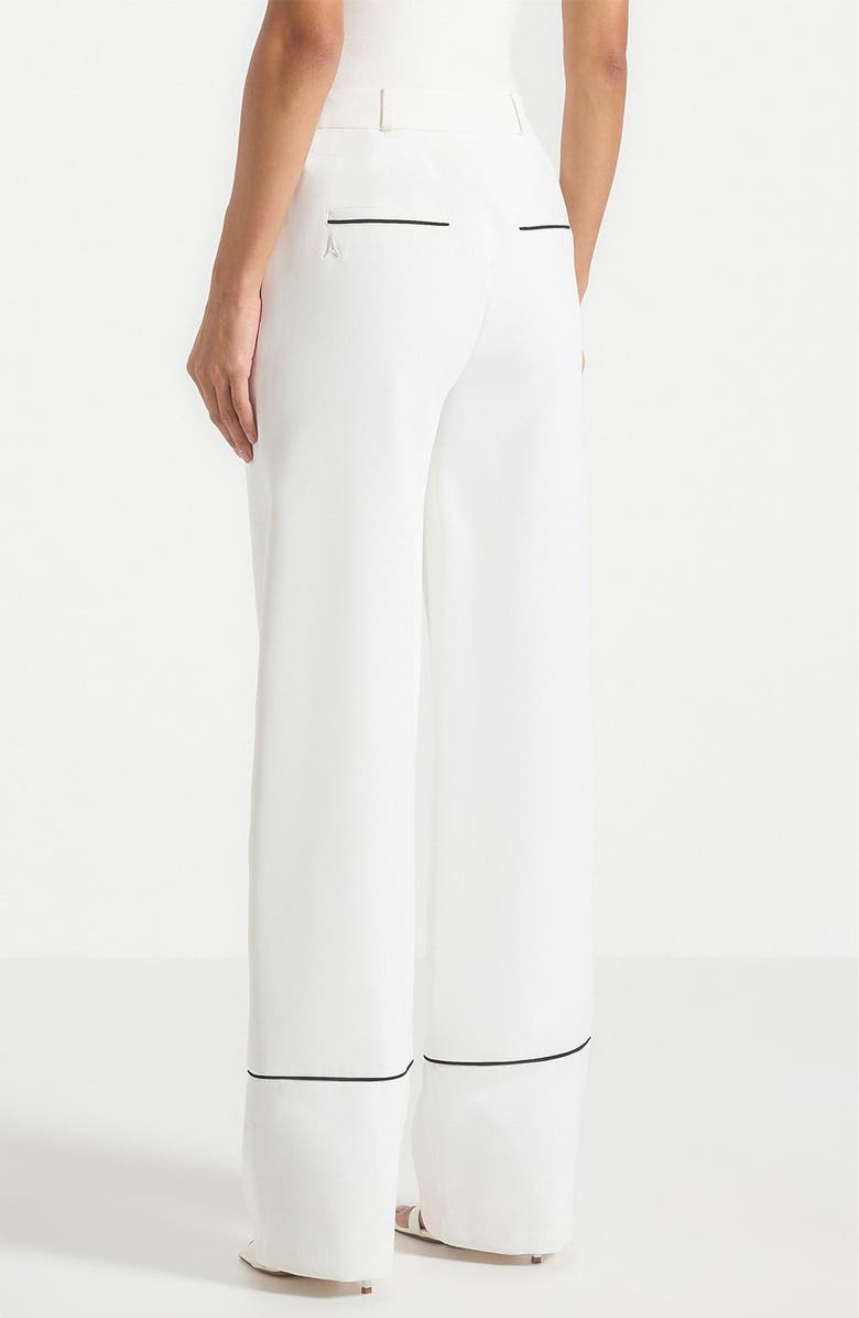 Manière De Voir Mina Contrast Piped Pleated Trousers, Alternate, color, White/Black