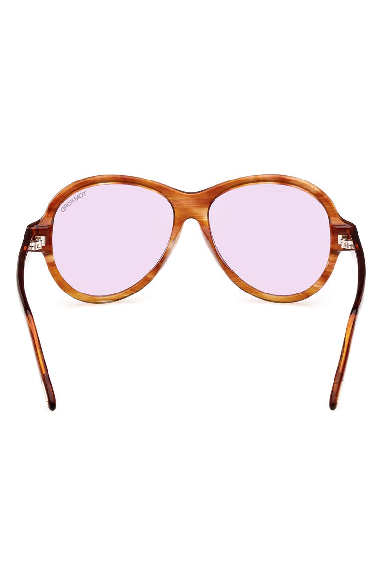 TOM FORD 59mm Round Sunglasses, Alternate, color, Shiny Light Brown / Violet