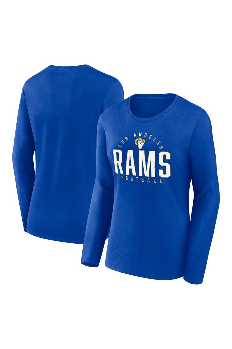 Women's Fanatics Branded Royal Los Angeles Rams Plus Size Foiled Play Long Sleeve T-Shirt, Main, color, Royal