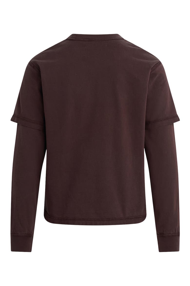 Hybrid Layered Long Sleeve Cotton T-Shirt, Alternate, color, RICH BROWN