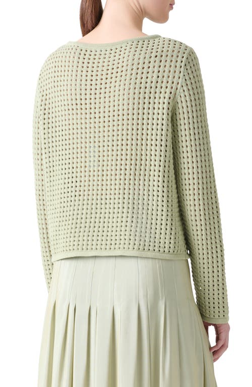 Akris Punto Boat-neck Chunky Cotton Mesh Knit Sweater In Green