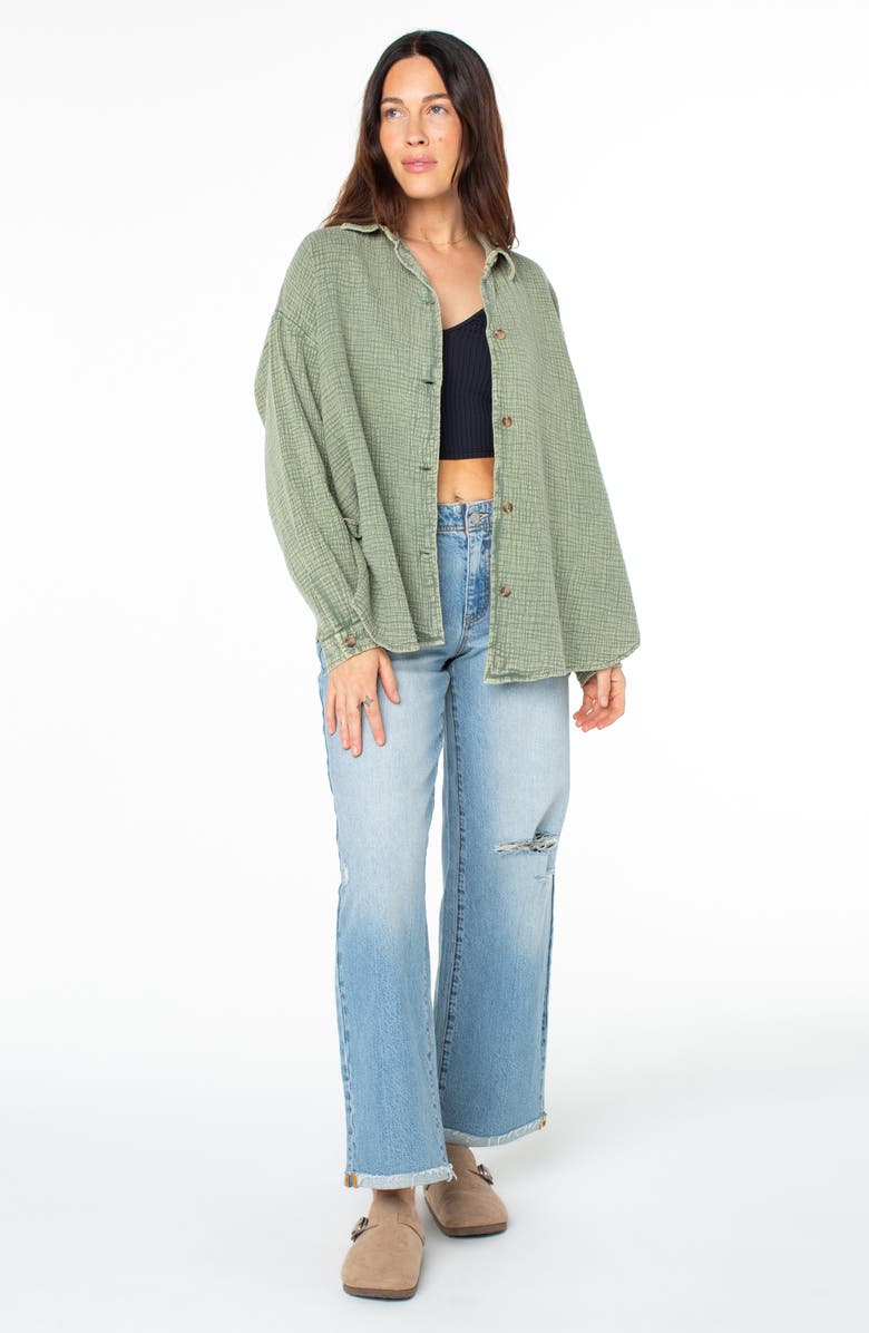 Roxy Morning Time Washed Cotton Button-Up Shirt, Alternate, color,