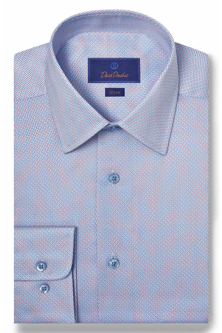 Slim Fit Twill Dress Shirt, Main, color, BLUE/ BERRY