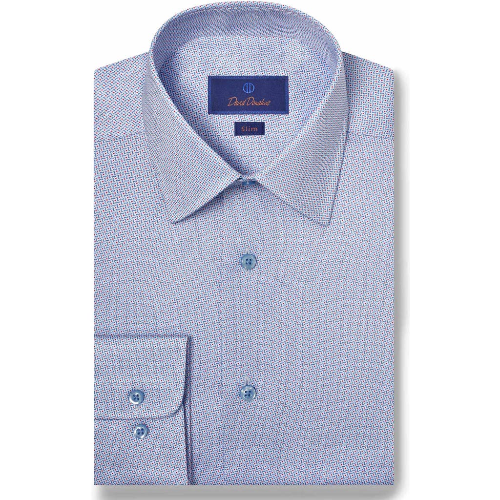 David Donahue Slim Fit Twill Dress Shirt In Blue/berry