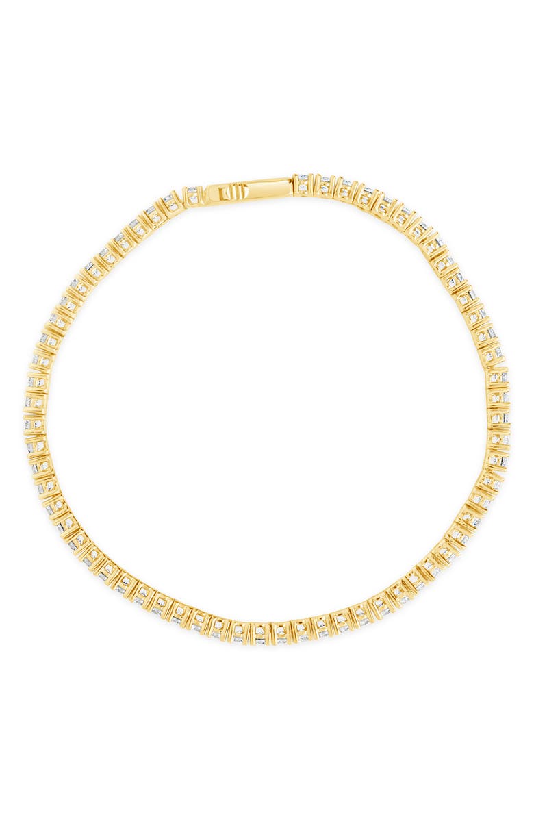 Sterling Forever 14K Gold Plated Cubic Zirconia Tennis Bracelet, Alternate, color, Gold