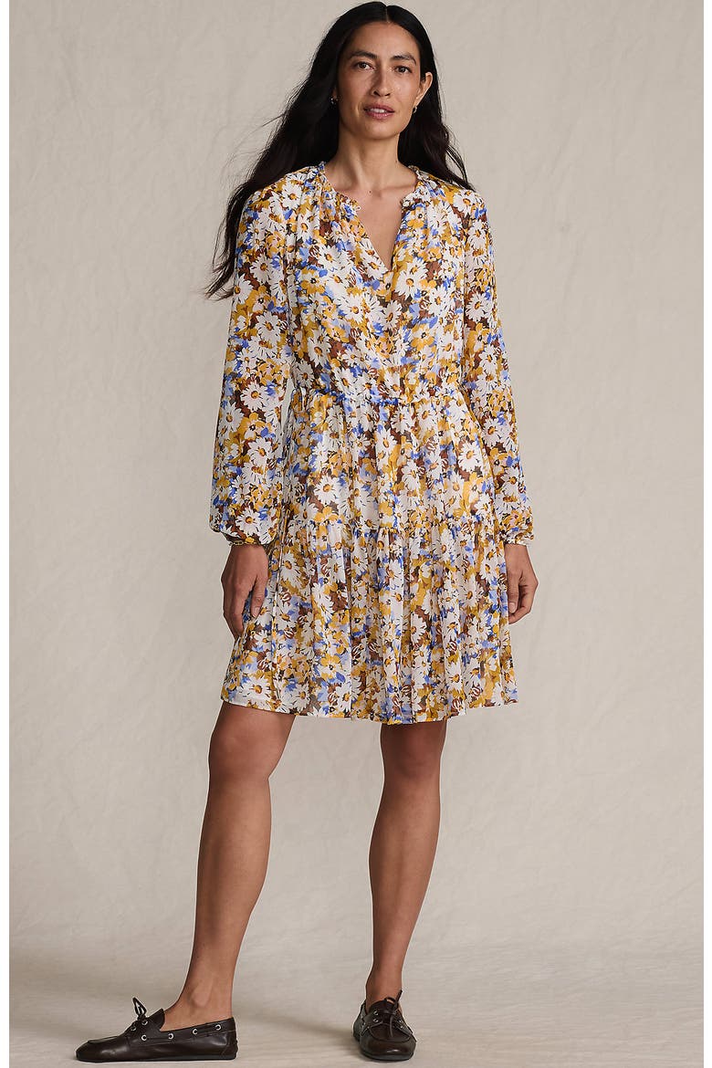 Chiffon Above the Knee Adjustable Dress, Main, color, Dijon Gold Daisy Floral