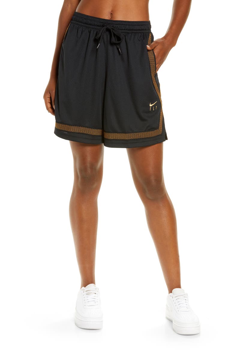 Dri-FIT Swoosh Fly Basketball Shorts, Main, color, BLACK/ FLGOLD