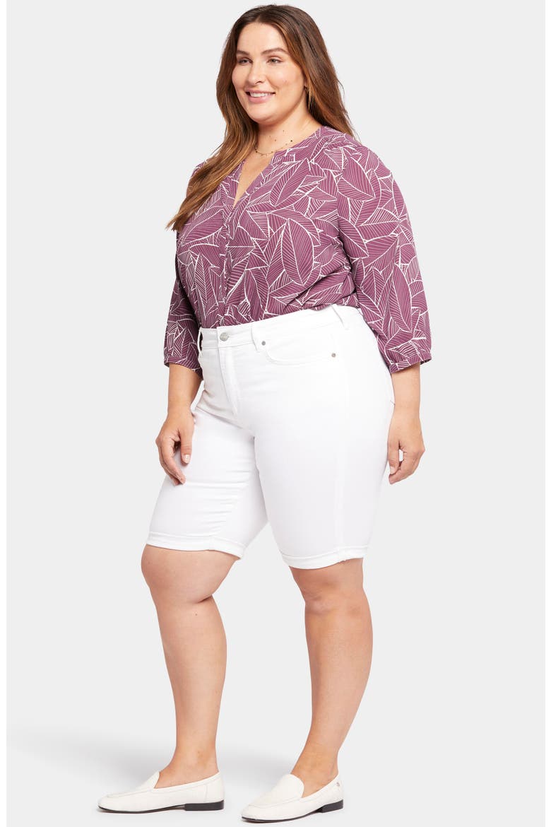 Briella Roll Cuff Denim Bermuda Shorts, Alternate, color, OPTIC WHITE