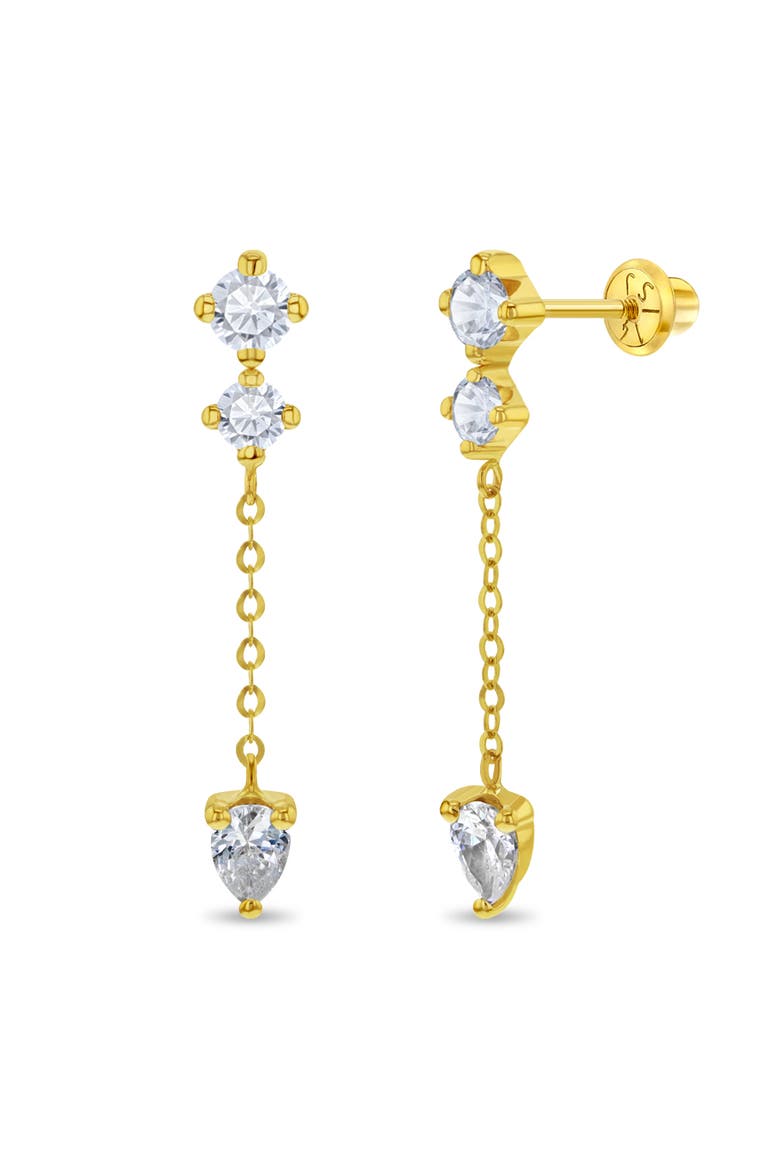14k Dangle CZ Girl Earrings, Main, color, Gold