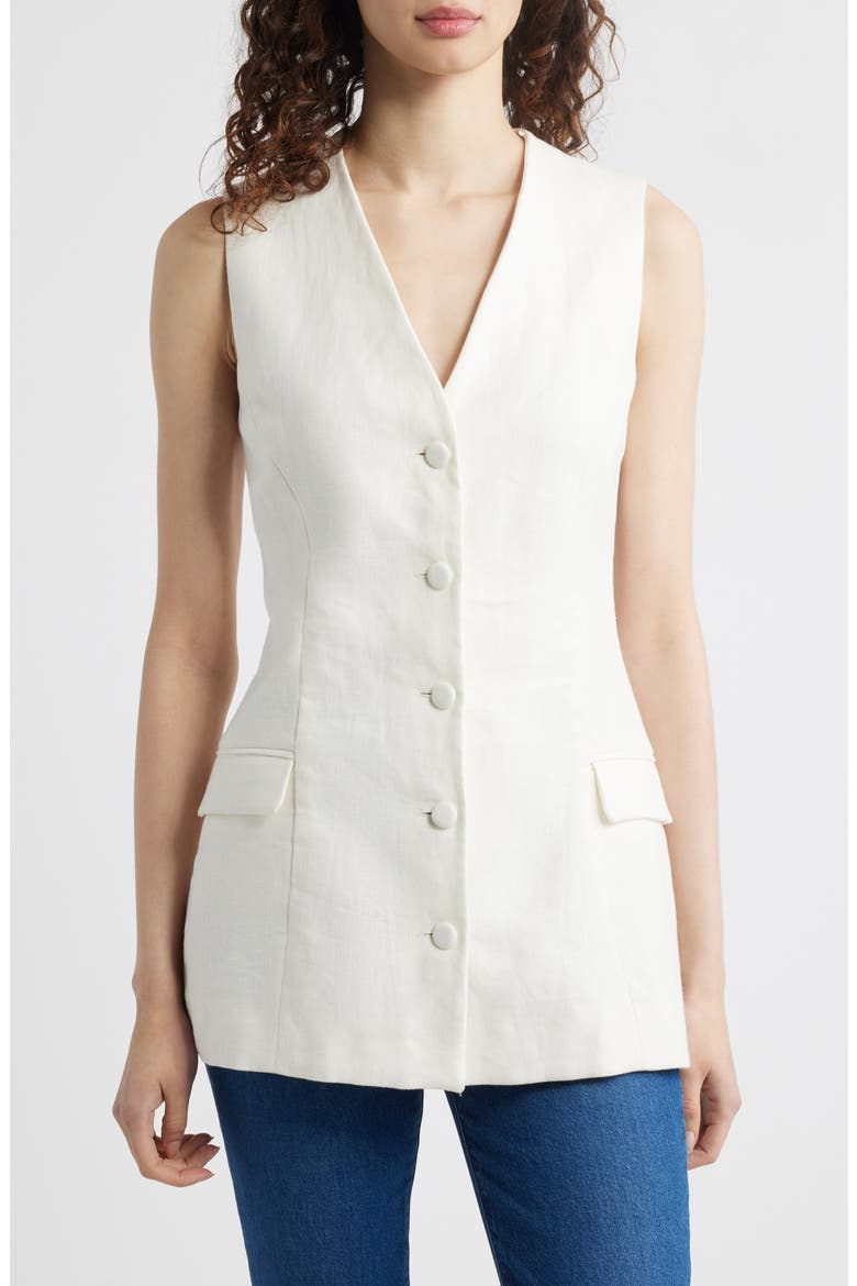 Eloise Linen Vest, Main, color, WHITE