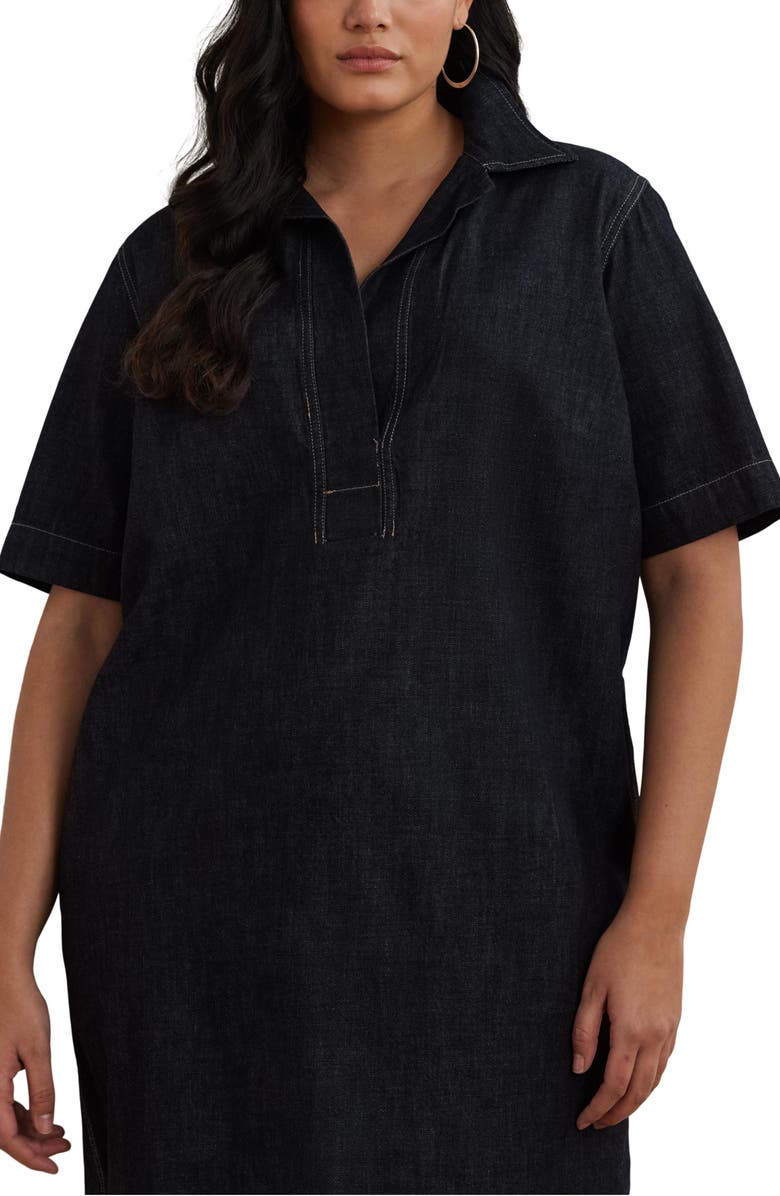 Lauren Ralph Lauren Chainna Cotton Denim Shift Dress, Alternate, color, Jones Street Wash