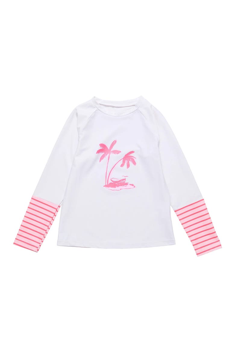 Kids' Palm Island Long Sleeve Rashguard, Main, color, WHITE