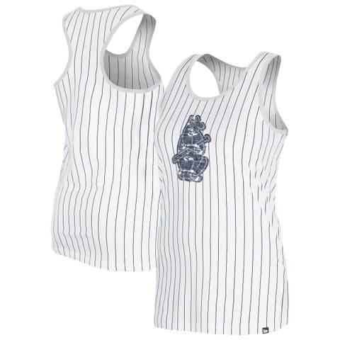 Women's New Era White Chicago Cubs Gameday Pinstripe Tank Top