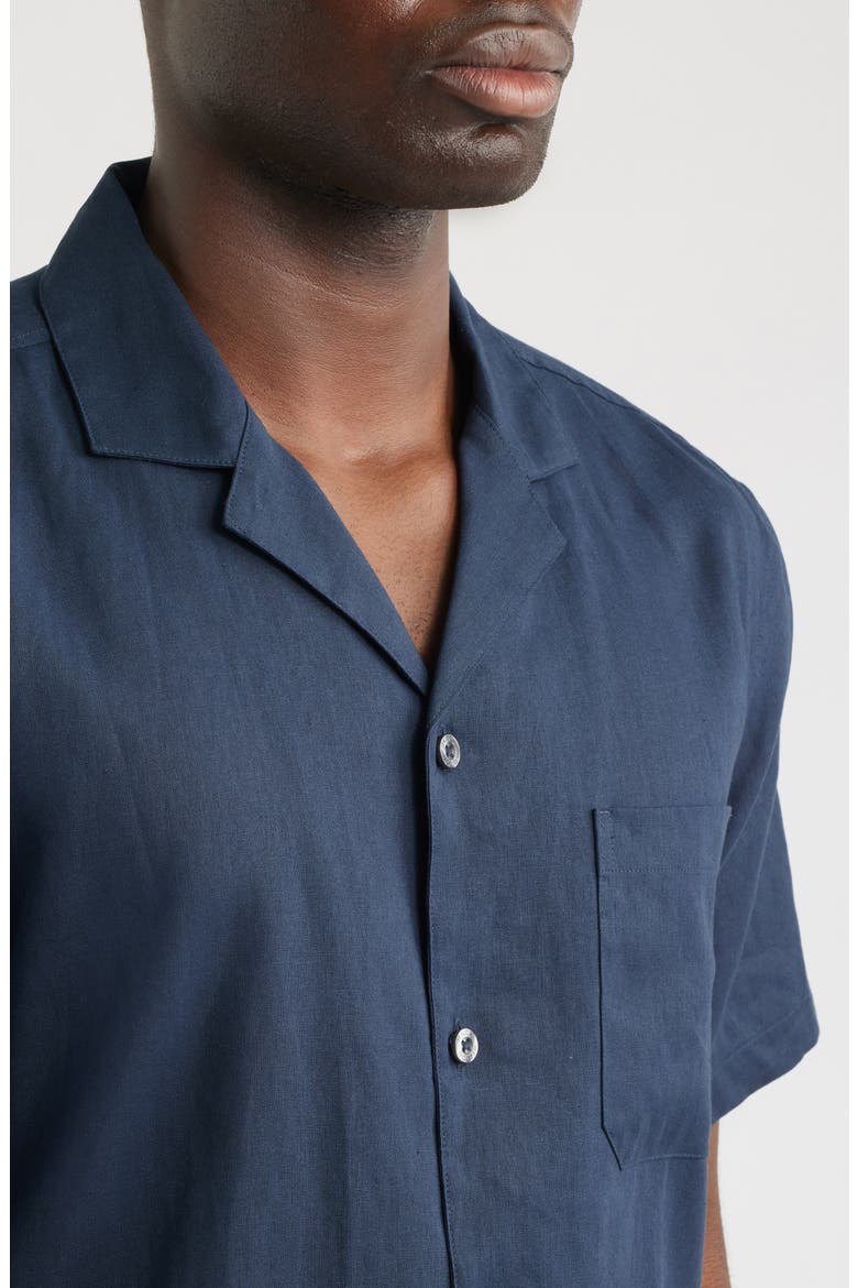 Relaxed Fit Linen Camp Shirt, Alternate, color, TRUE NAVY