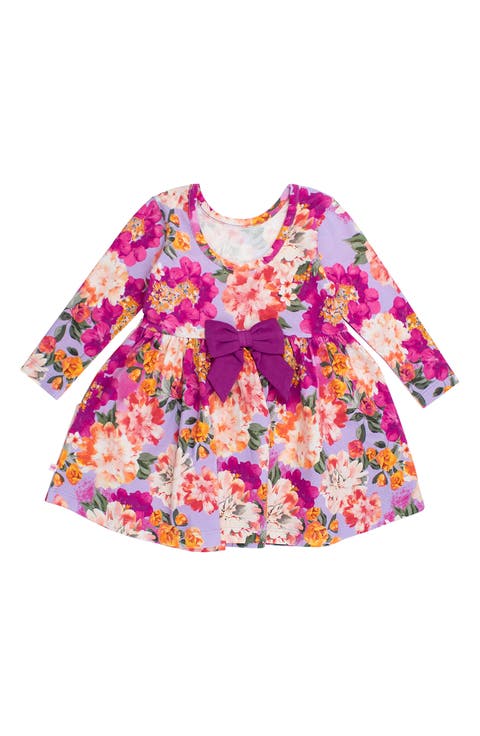 Lavender Valley Long Sleeve Stretch Cotton Dress (Baby)