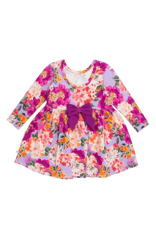 Rufflebutts Lavender Valley Long Sleeve Stretch Cotton Dress In Multi