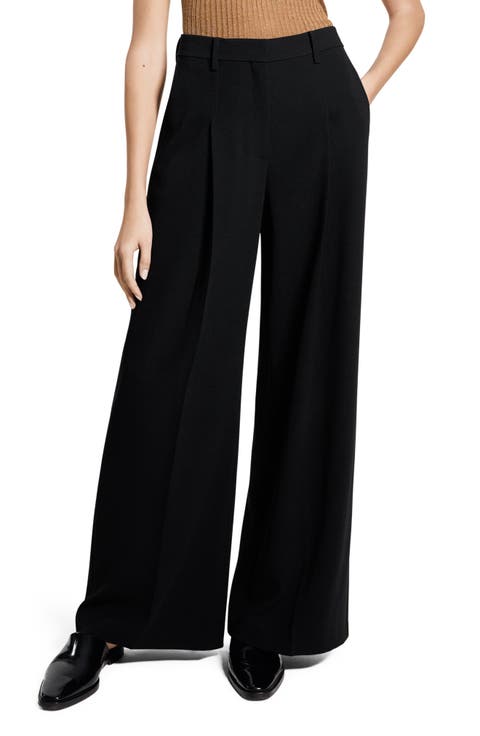 Pleated High Rise Wide Leg Pants