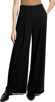 Theory Pleated High Rise Wide Leg Pants