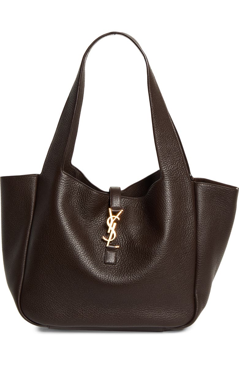 Saint Laurent Le 5 À 7 Bea Leather Tote, Main, color, Marron Fonce