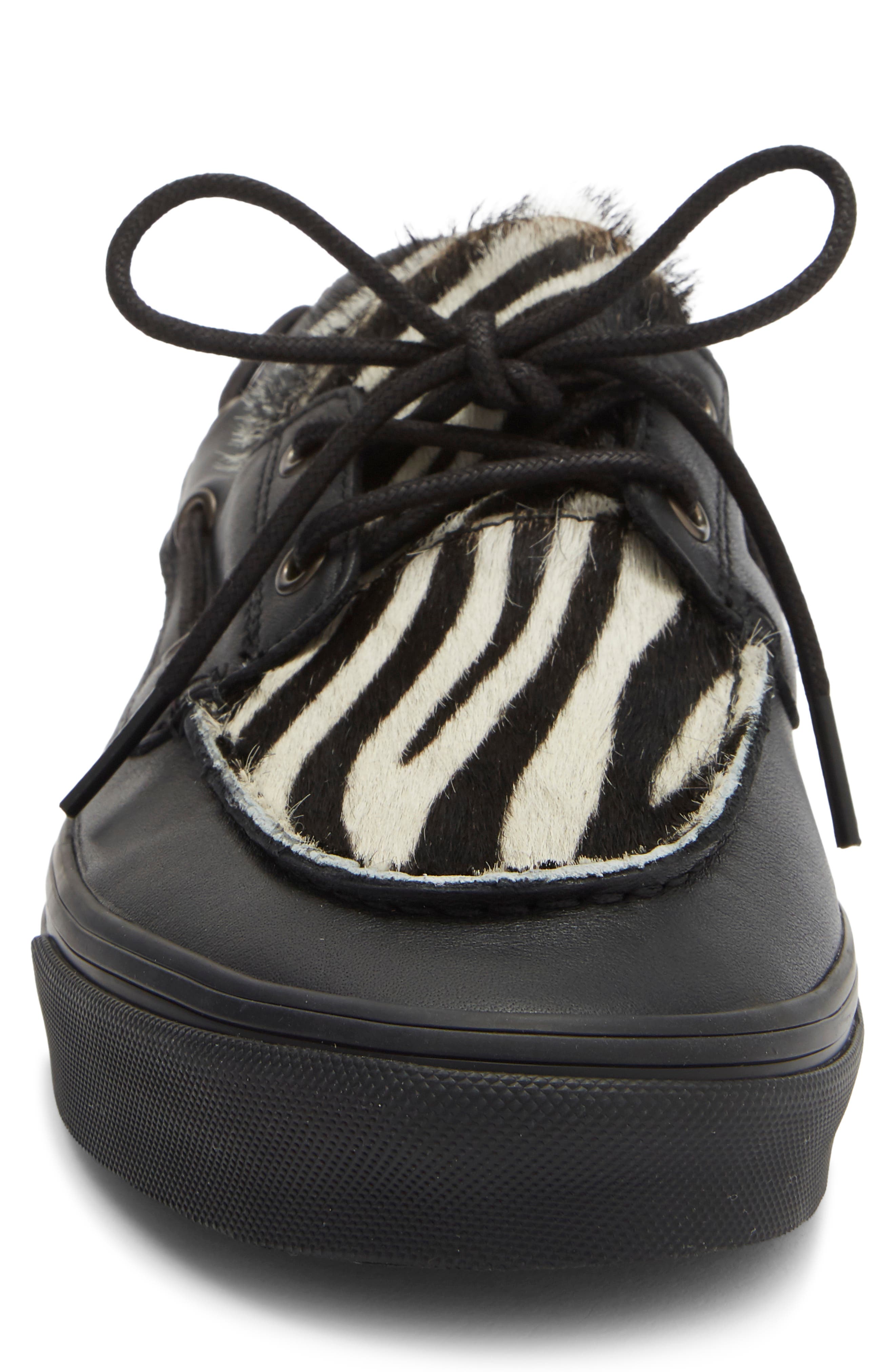 Genuine Calf Hair & Leather Boat Shoe, Alternate, color, PONY HAIR BLACK