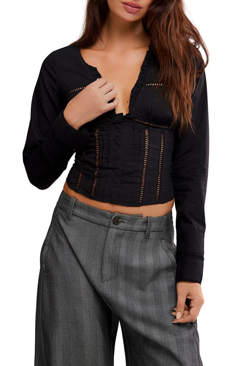 Frankie Long Sleeve Ladder Stitch Corset Top (Women) | Nordstromrack