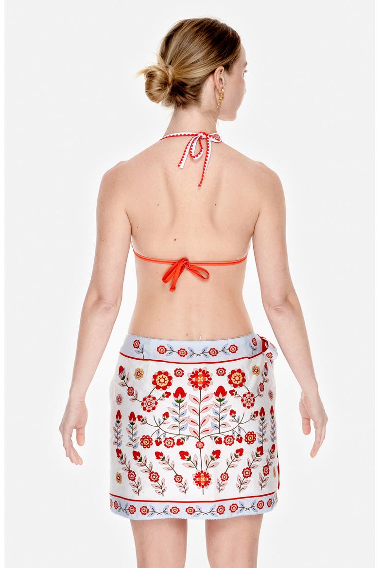 Swim Cover Up Skirt-Red Garden, Alternate, color, Red